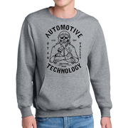 Port & Company® Core Fleece Crewneck Pocket Sweatshirt - Automotive Skull