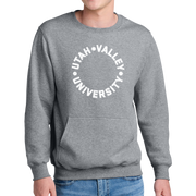 Port & Company® Core Fleece Crewneck Pocket Sweatshirt - UVU Distressed