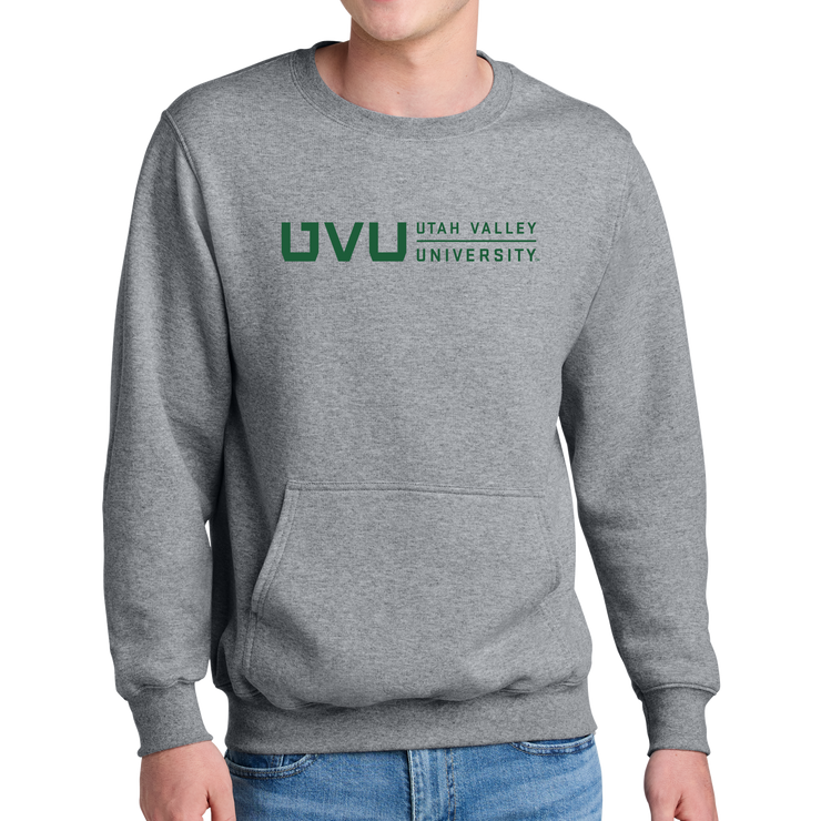 Port & Company® Core Fleece Crewneck Pocket Sweatshirt - UVU Horizontal