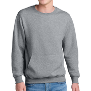 Port & Company® Core Fleece Crewneck Pocket Sweatshirt - Pleather Mono Patch