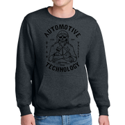 Port & Company® Core Fleece Crewneck Pocket Sweatshirt - Automotive Skull