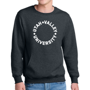 Port & Company® Core Fleece Crewneck Pocket Sweatshirt - UVU Distressed