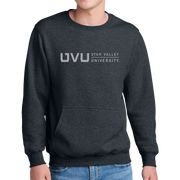 Port & Company® Core Fleece Crewneck Pocket Sweatshirt - UVU Horizontal Reflective