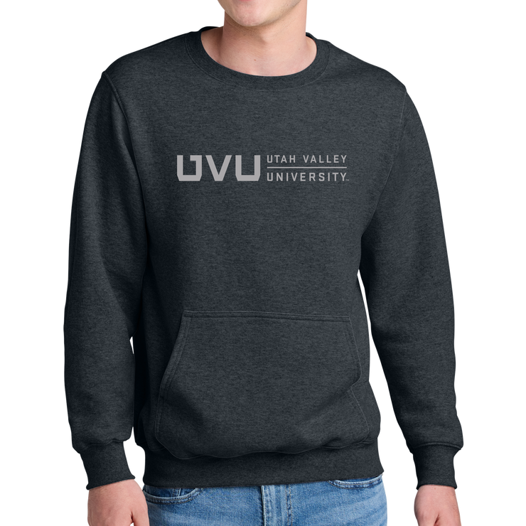 Port & Company® Core Fleece Crewneck Pocket Sweatshirt - UVU Horizontal Reflective