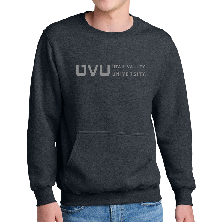 Port & Company® Core Fleece Crewneck Pocket Sweatshirt - UVU Horizontal