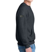 Port & Company® Core Fleece Crewneck Pocket Sweatshirt - Pleather Mono Patch