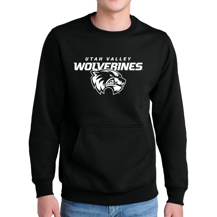 Port & Company® Core Fleece Crewneck Pocket Sweatshirt - Combo Under Wolverines