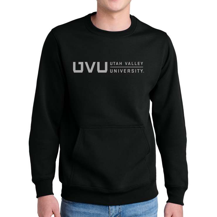 Port & Company® Core Fleece Crewneck Pocket Sweatshirt - UVU Horizontal Reflective