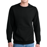 Port & Company® Core Fleece Crewneck Pocket Sweatshirt - Pleather Mono Patch