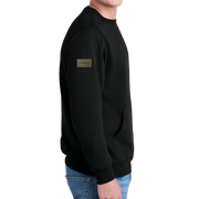 Port & Company® Core Fleece Crewneck Pocket Sweatshirt - Pleather Mono Patch