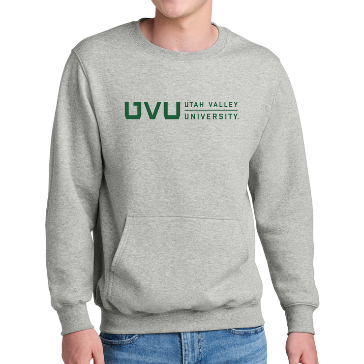 Port & Company® Core Fleece Crewneck Pocket Sweatshirt - UVU Horizontal