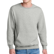 Port & Company® Core Fleece Crewneck Pocket Sweatshirt - Pleather Mono Patch