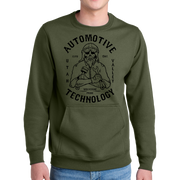 Port & Company® Core Fleece Crewneck Pocket Sweatshirt - Automotive Skull