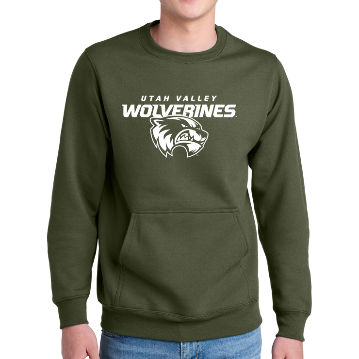 Port & Company® Core Fleece Crewneck Pocket Sweatshirt - Combo Under Wolverines