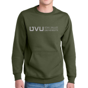 Port & Company® Core Fleece Crewneck Pocket Sweatshirt - UVU Horizontal Reflective