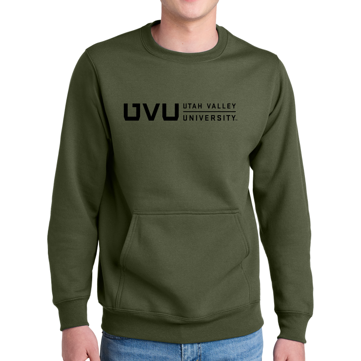 Port & Company® Core Fleece Crewneck Pocket Sweatshirt - UVU Horizontal