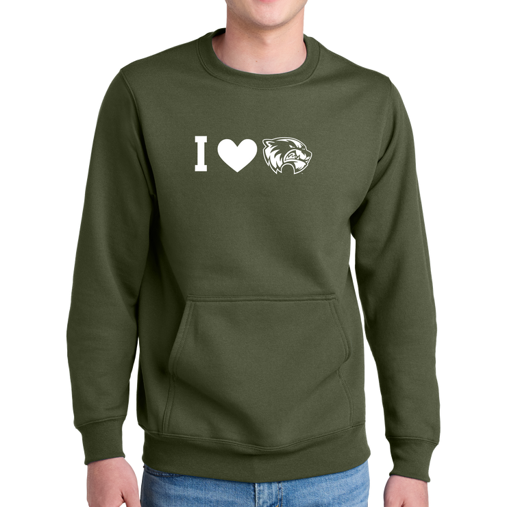 Port & Company® Core Fleece Crewneck Pocket Sweatshirt - I Love Wolverine