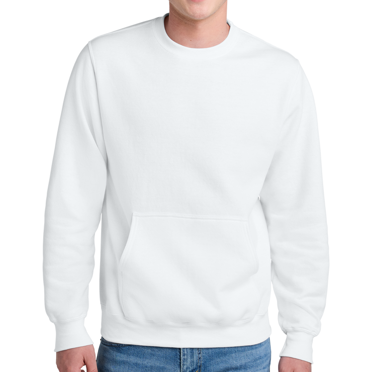 Port & Company® Core Fleece Crewneck Pocket Sweatshirt - Pleather Mono Patch