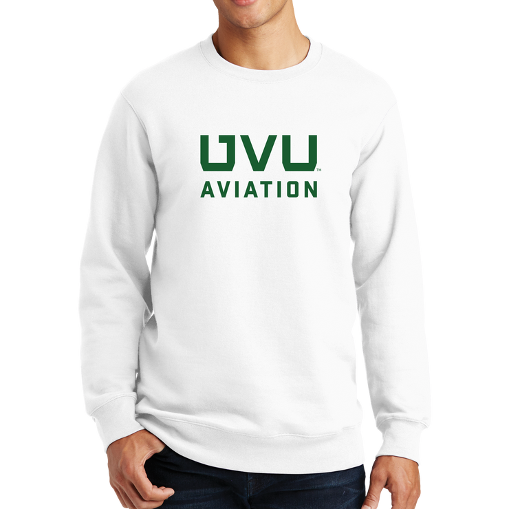 White UVU Aviation Crewneck Sweatshirt
