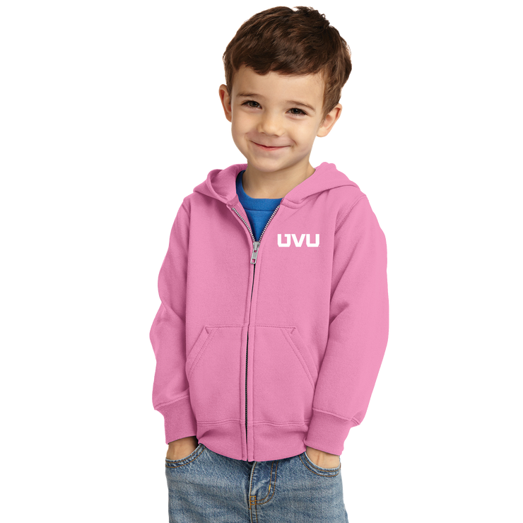 Port & Company® Toddler Core Fleece Full-Zip Hooded Sweatshirt - UVU Mono