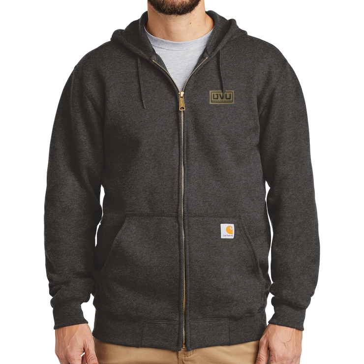 Carhartt Midweight Hooded Zip-Front Sweatshirt -  Pleather Mono Patch