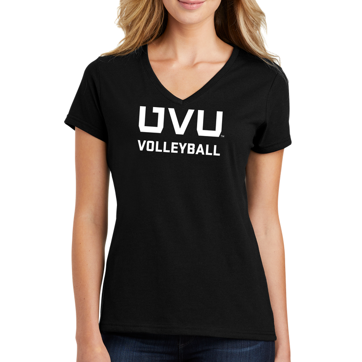 Port & Company Ladies Fan Favorite Blend V-Neck Tee- UVU Volleyball