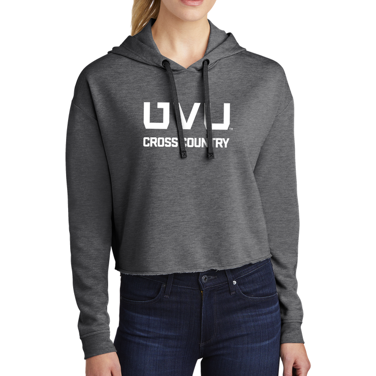 Sport-Tek Ladies PosiCharge Tri-Blend Wicking Fleece Crop Hooded Pullover - UVU Cross Country