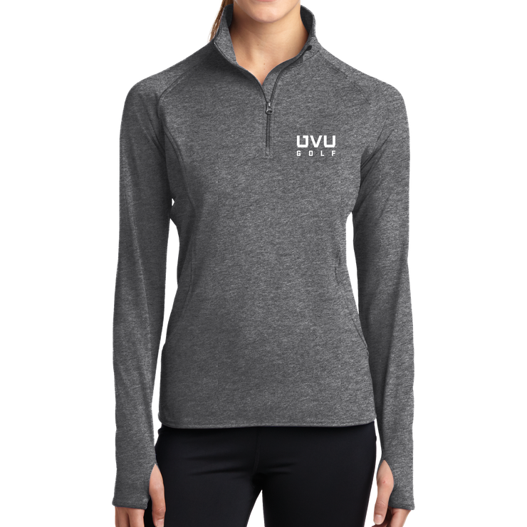 Sport-Tek Ladies Sport-Wick Stretch 1/2-Zip Pullover - UVU Golf