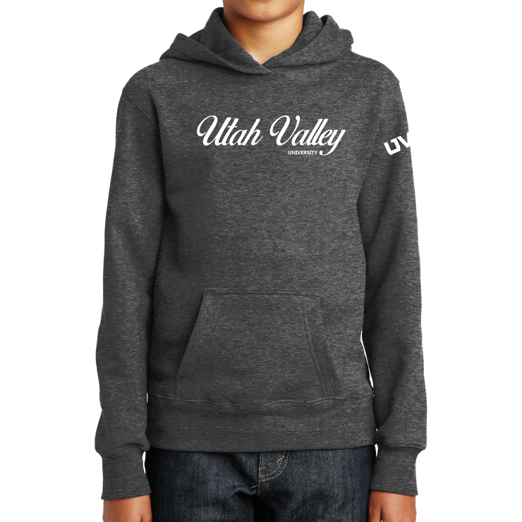 Port & Company Youth Fan Favorite Fleece Pullover Hooded Sweatshirt- UVU Cursive