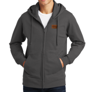 Port & Company Fan Favorite Fleece Full-Zip Hooded Sweatshirt- Pleather Mono Patch