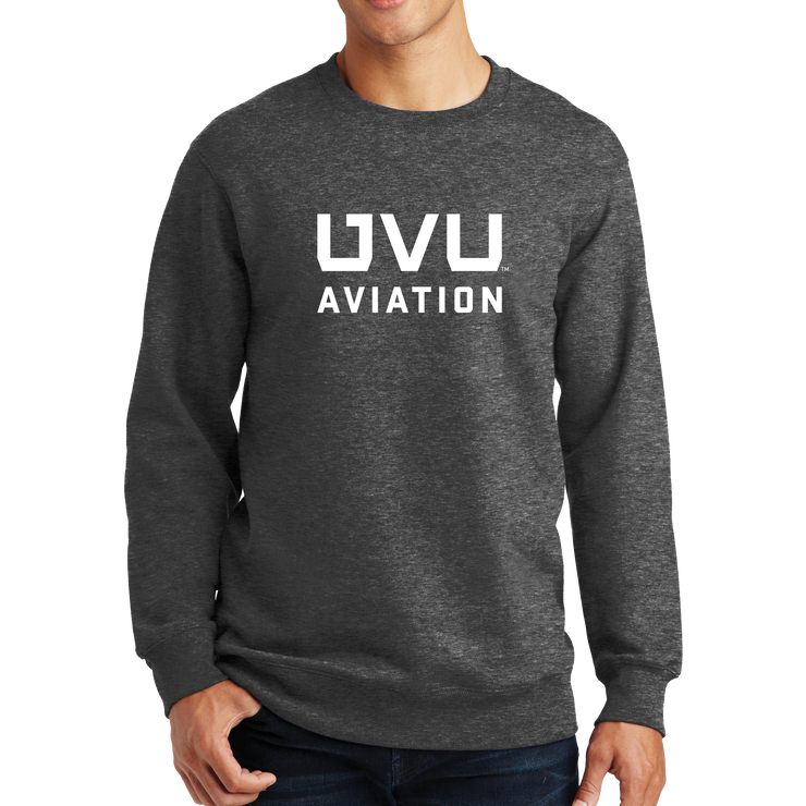Dark Heather Gray UVU Aviation Crewneck Sweatshirt