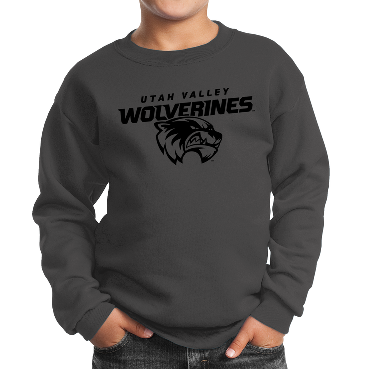 Port & Company Youth Core Fleece Crewneck Sweatshirt- Combo Under Wolverines