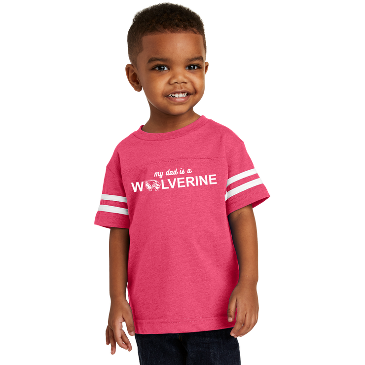 Rabbit Skins Toddler Football Fine Jersey Tee - My Dad is a Wolverine