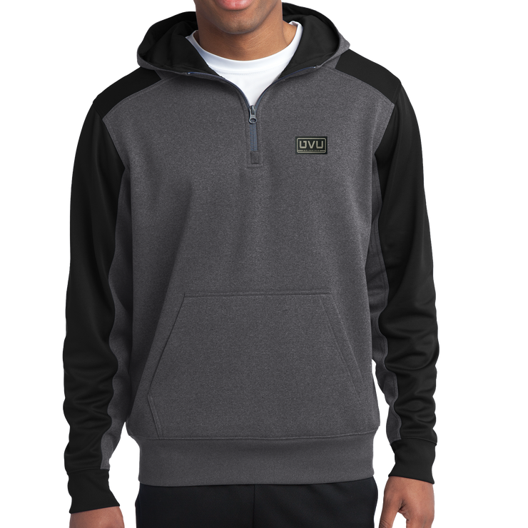 Sport-Tek Tech Fleece Colorblock 1/4-Zip Hooded Sweatshirt - Pleather –