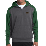 Sport-Tek Tech Fleece Colorblock 1/4-Zip Hooded Sweatshirt - Pleather Mono Patch